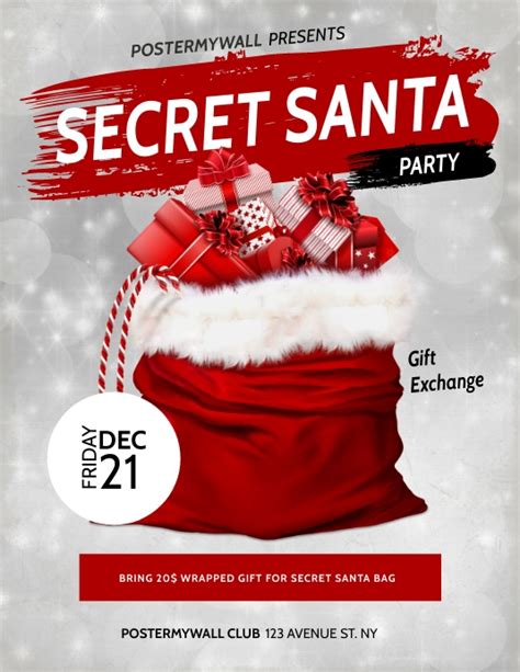 Secret Santa Flyer Template Postermywall Secret Santa Design