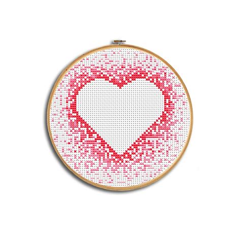 valentines day cross stitch patterns heart pattern pdf etsy