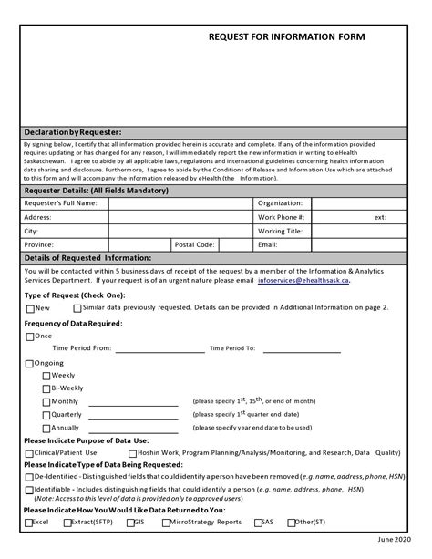 Information Request Form Template