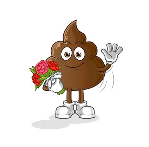 Premium Vector The Poop With Bouquet Mascot Cartoon