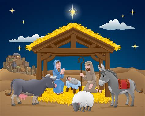 Nativity Scene Cartoon Drawing Shepherds Clipartmag Bodewasude