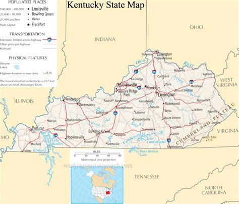 ♥ Kentucky State Map A Large Detailed Map Of Kentucky State Usa