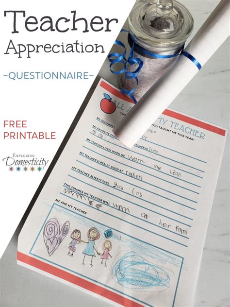 Teacher Appreciation Questionnaire All About My Teacher Free