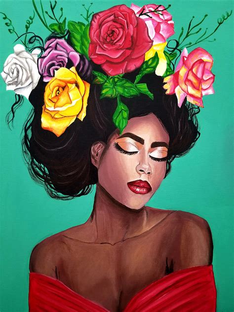 Paintings Of Women With Flowers In