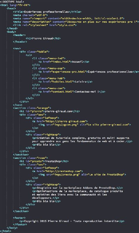 Dalam kode html diatas, saya membuat 2 buah contoh. Création des pages de notre site HTML et CSS