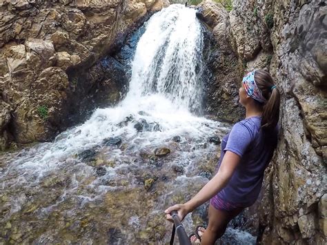 heugh s canyon waterfall girl on a hike