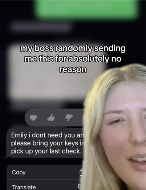 ‘emily I Dont Need You Anymore Tiktoker Shows How She Got Fired