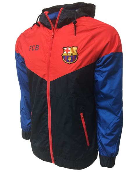 Fc Barcelona Waterproof Lightweight Rain Jacket For Adults Officail