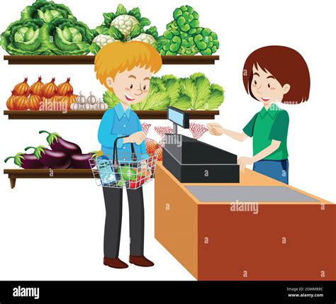 A Man At The Grocery Store Stock Vector Image And Art Alamy