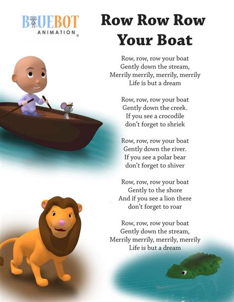 Row row row your boat by wisekids is licensed under a creative commons license. Row row row your boat nursery rhyme lyrics Free printable ...