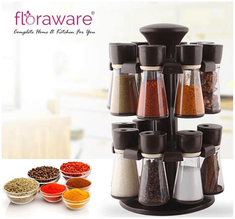 Buy Floraware Storewell 16 Jar Revolving Spice Rackmasala Rack Set Of 16 Condiment Set Online