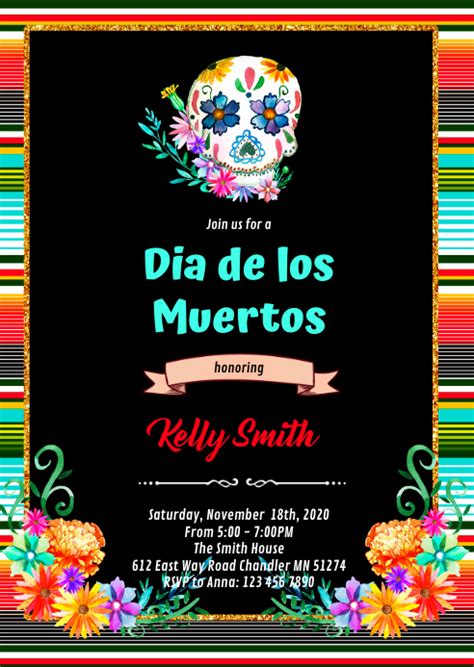 Dia De Los Muertos Party Invitation Template Postermywall