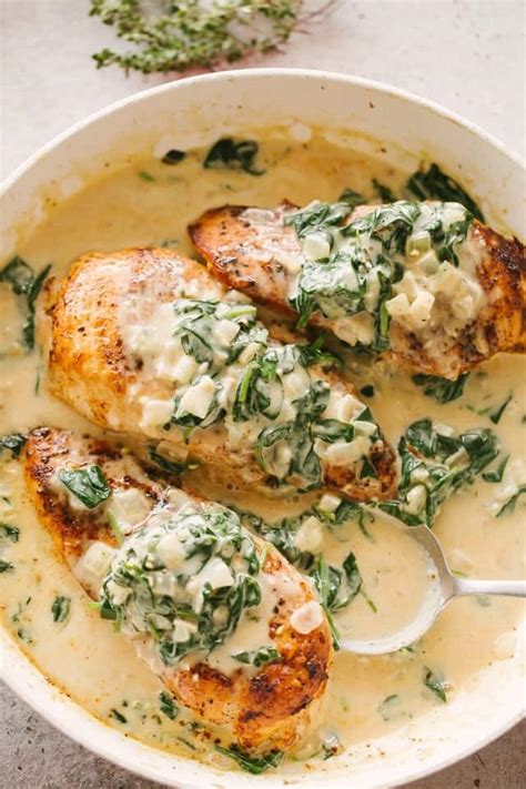 Easy Chicken Breasts Recipe With Creamed Spinach Sauce Relish Hot Sex Picture