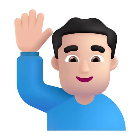 Man Raising Hand 3d Light Icon Fluentui Emoji 3d Iconpack Microsoft