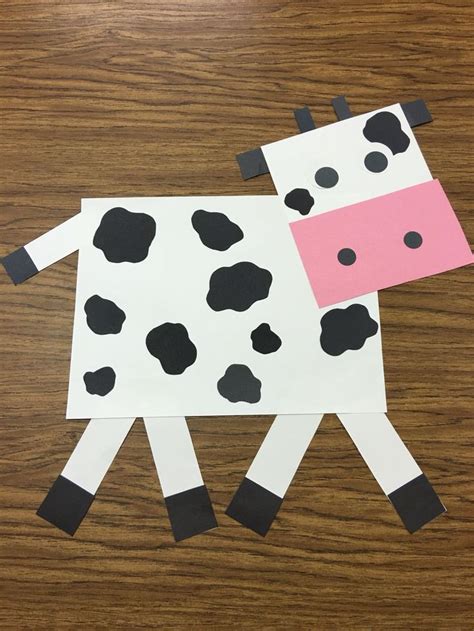 Construction paper cow craft | Farm theme crafts, Farm animals
