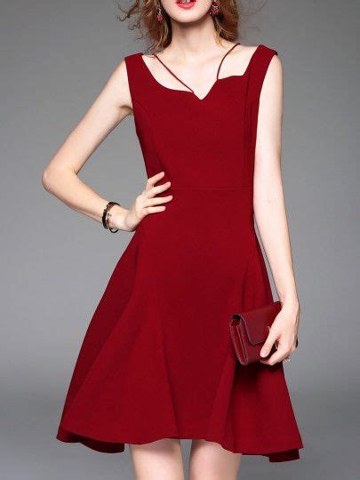 Vestido Acampanado Espalda Descubierta Sheinside Red Backless Dress Sleeveless Dress Short