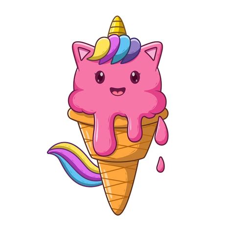 Premium Vector Cute Unicorn Ice Cream Cartoon Food Icon Concept
