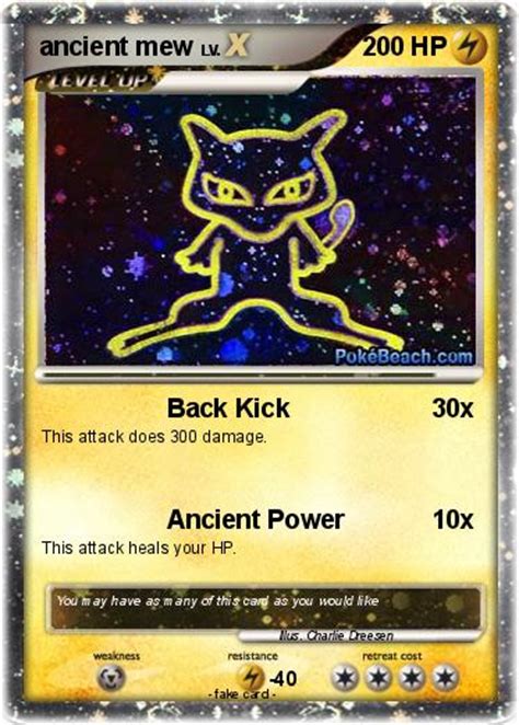 There are some cards that have some amazing details poured into them, with incredible artistic talent. Pokémon ancient mew 29 29 - Back Kick - My Pokemon Card