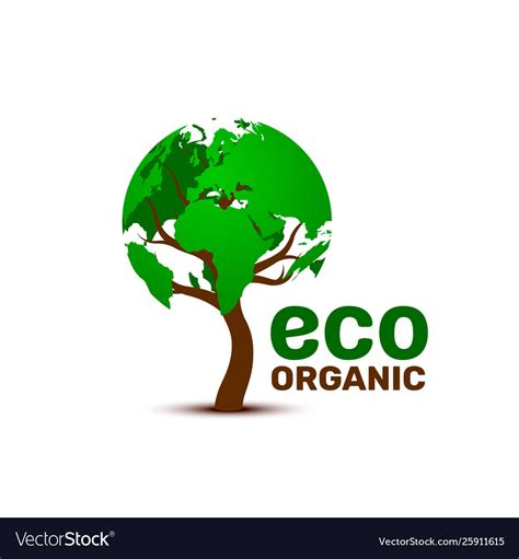 Ecology Organic Green Planet Earth Sign Royalty Free Vector