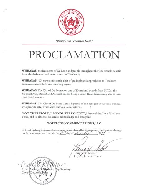 Proclamations From The Mayors Office De Leon