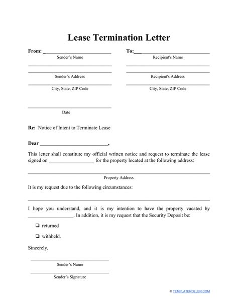 Lease Termination Sample Letter