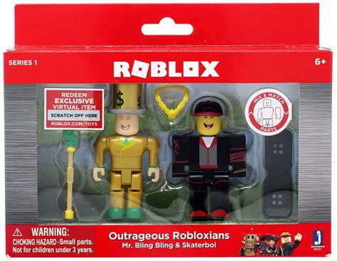 Roblox Outrageous Robloxians Mr Bling Bling Skaterboi 3 Action Figure