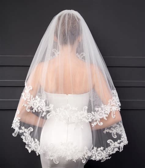 In Stock Wedding Accessory 2 Tier Wedding Veil White Ivory Custom Made
