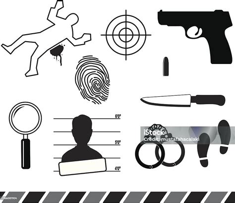 Ilustración De Símbolos Forense Y Más Vectores Libres De Derechos De Crimen Crimen Homicidio