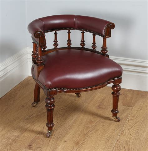Windsor vintage desk chair combination, barnhard & simonds #38319. Antique Victorian Oak Burgundy Red Leather Office Chair ...
