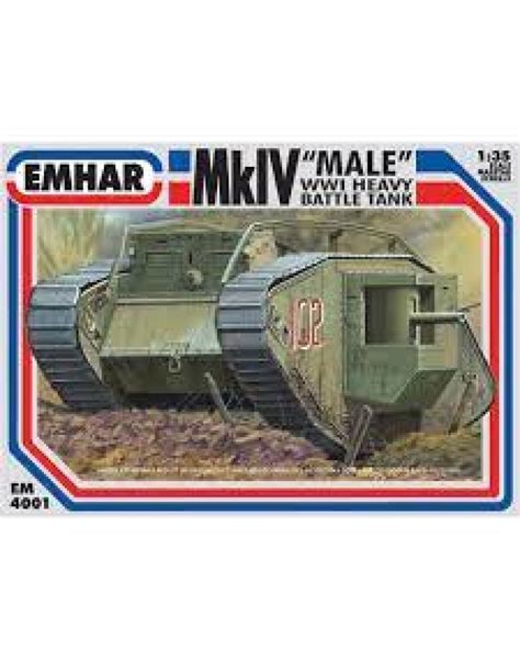 Emhar 135 Plastic Model Kit Em4001 Ww1 Mk Iv Male Tank Em4001