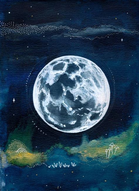 Full Moon Print Art Poster 11x17 Etsy