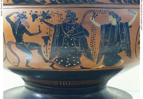 Dionysus Standing Between A Satyr And A Maenad Playing Krotala At My