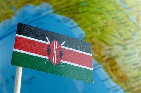 Kenya Flag With A Globe Map As A Background Stock Image Image Of Arms