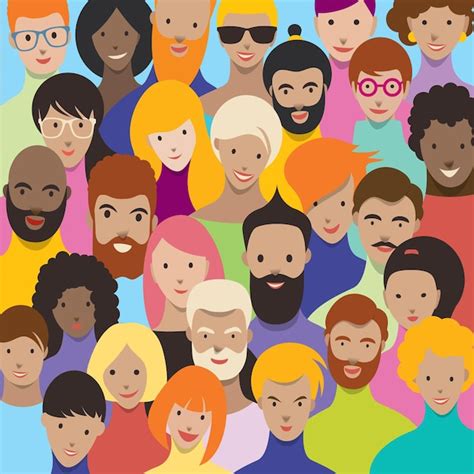 Premium Vector Crowd Of People Illustration Crowded Group Of Men