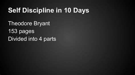 Self Discipline In 10 Days