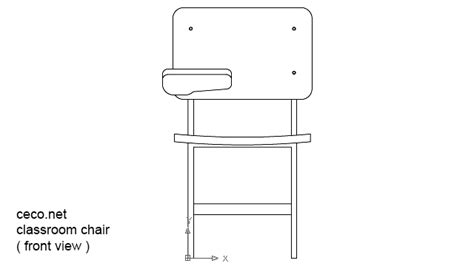Autocad Drawing Classroom Chair In Front View Dwg