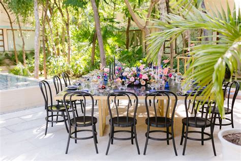 Black Bentwood Chairs At Reception In Tulum Mexico