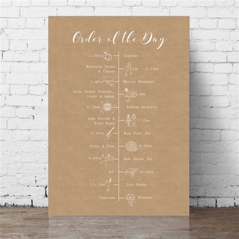 Kraft Calligraphy Order Of The Day Sign Emmy Designs