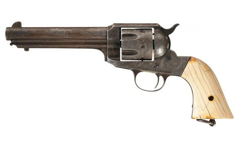 Engraved Remington Model 1890 Single Action Army Revolver With Ivory Grips