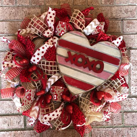 Valentine Wreath Valentines Day Wreath Red Deco Mesh Wreath Deco