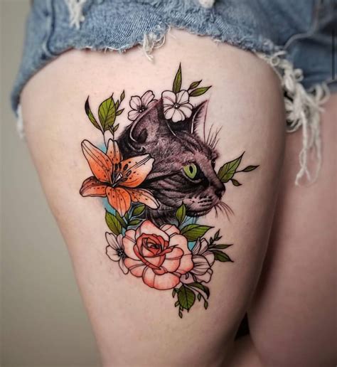 cat with flowers tattoo cat meme stock pictures and photos