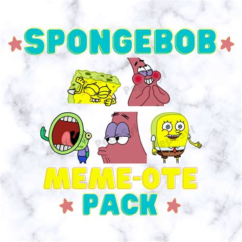 Spongebob Emote Pack 4 Discord Twitch Instant Download Etsy