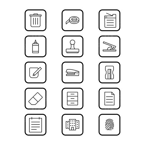 15 Vector Art Png 15 Office Icons Sheet Isolated On White Background