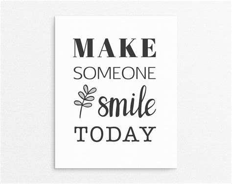 Positive Print Make Someone Smile Today Hand Letter Home Decor