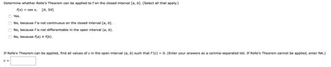 Answered: Determine whether Rolle's Theorem can… | bartleby