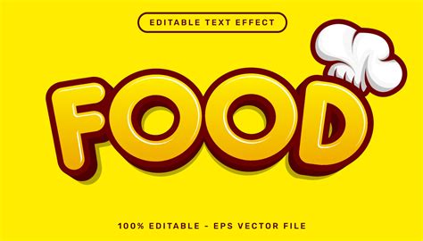 Food 3d Text Effect And Editable Text Effect With Cook Hat Illustration