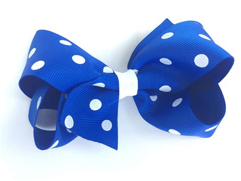 Royal Blue Polka Dot Hair Bow Hair Bows Girls Hair Bows