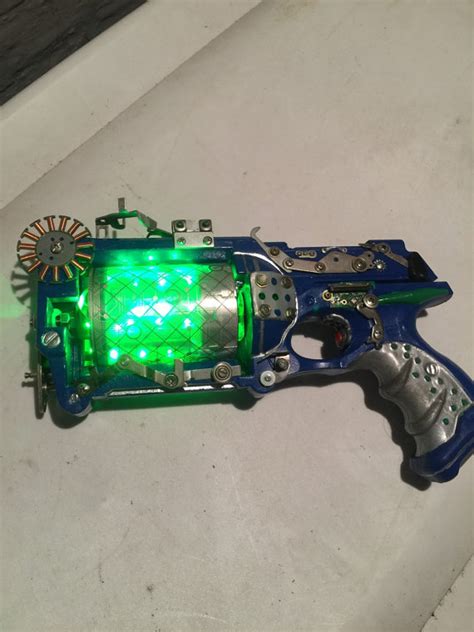 Nerf Strongarm Custom Steampunk Metallic Blue Silver And Brass Blaster