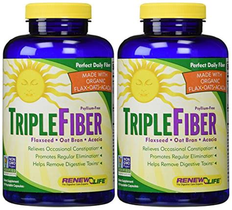 Renew Life Adult Fiber Supplement Triple Fiber Dietary Fiber 150
