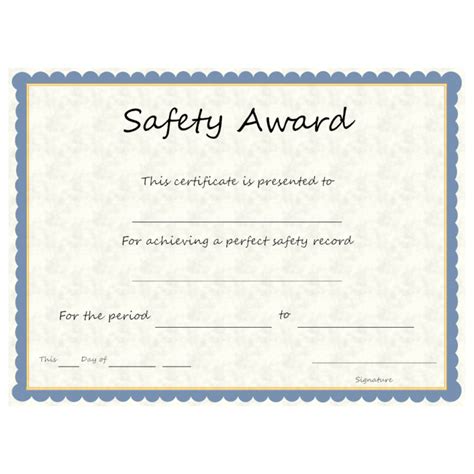 Safety Award Template Inside Safety Recognition